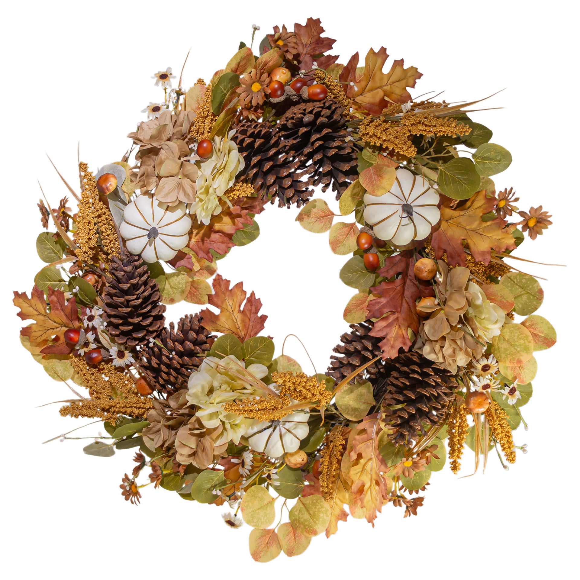 Autumn Pumpkins & Pinecones Wreath