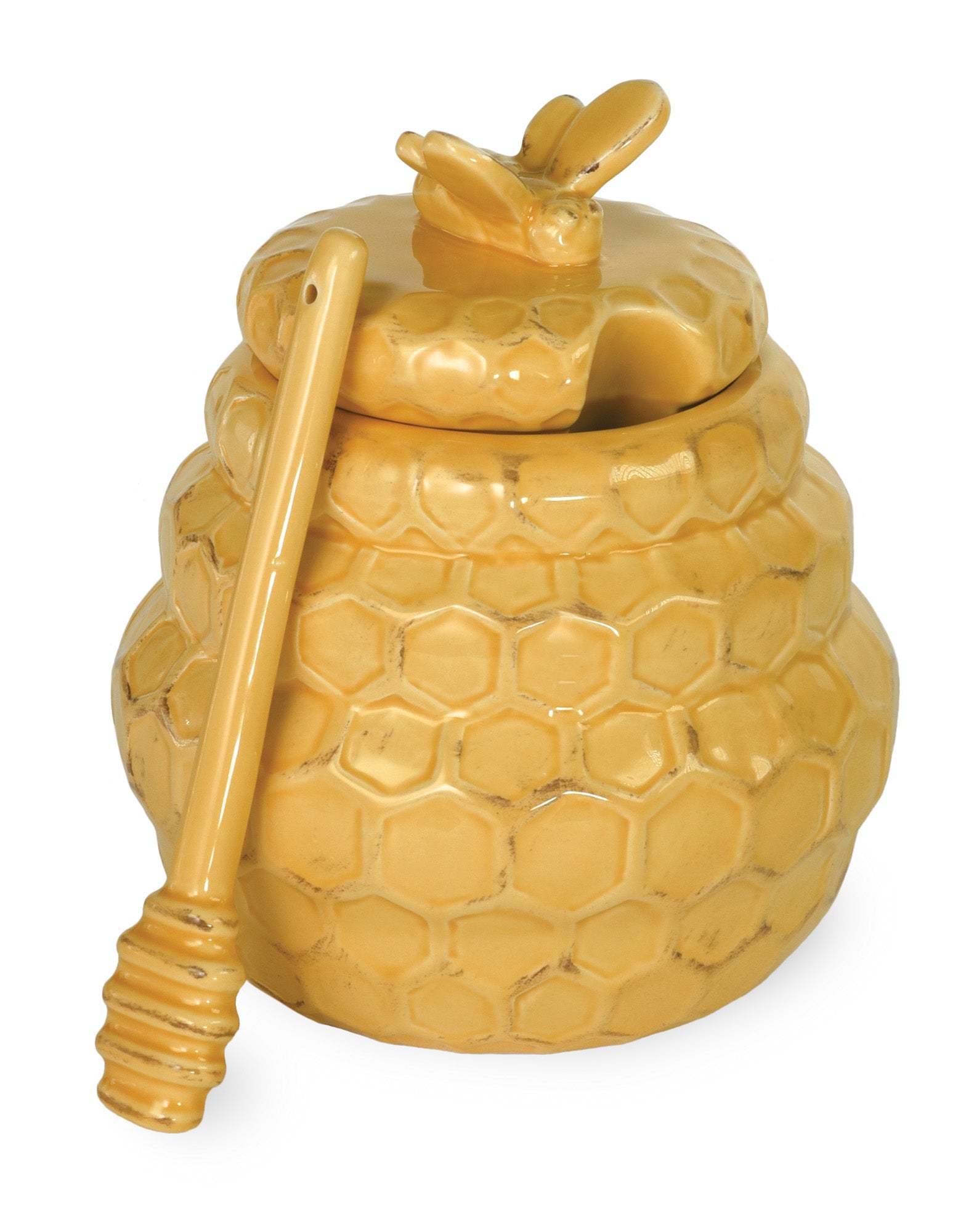 Honeycomb Honey Pot & Dipper (Set of 2)