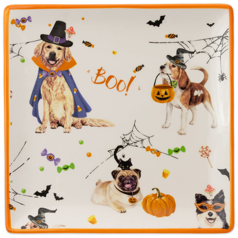 HALLOWEEN PUPS SQUARE PLATE