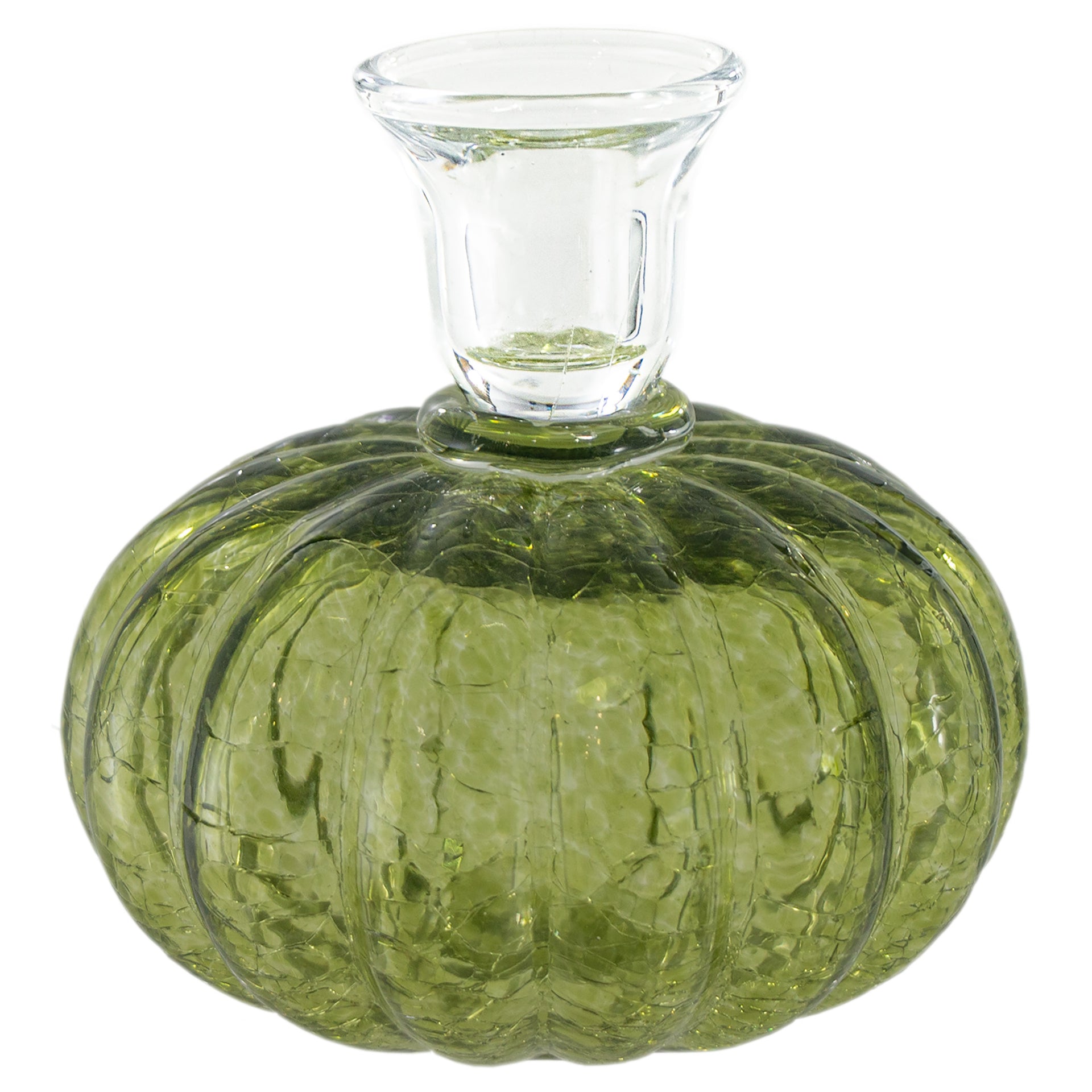 Green Glass Pumpkin Candle Stick