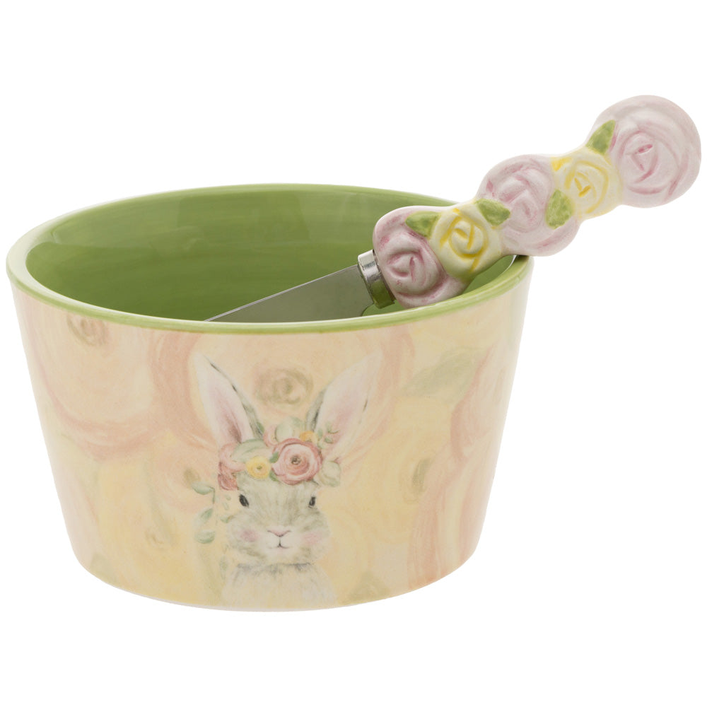 Bunny Flower Crown Bowl & Spreader Set