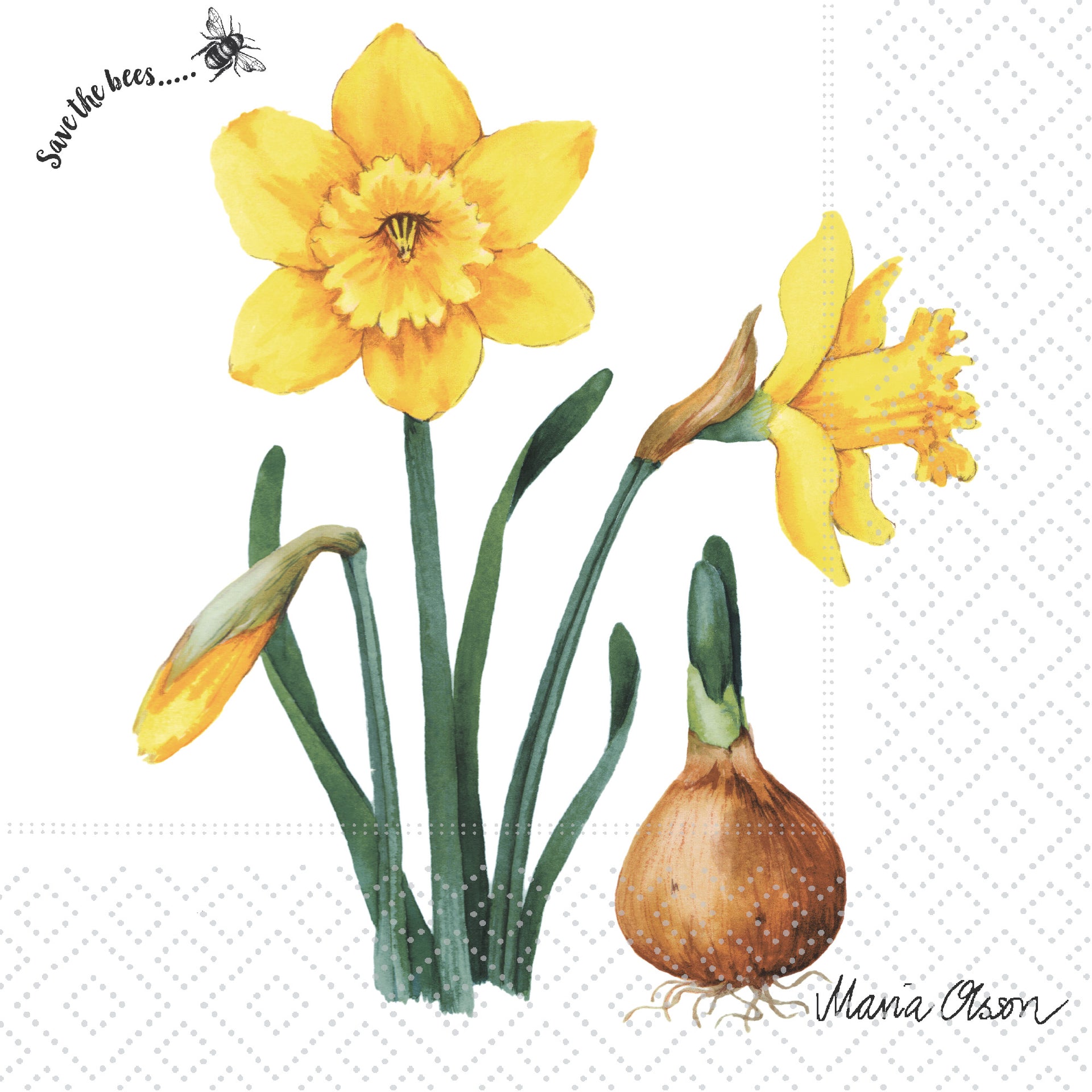 Daffodil Bulb Cocktail Napkin