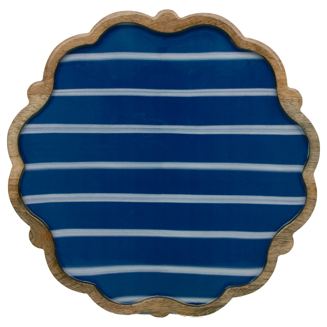 Blue Wavy Edge Striped Platter