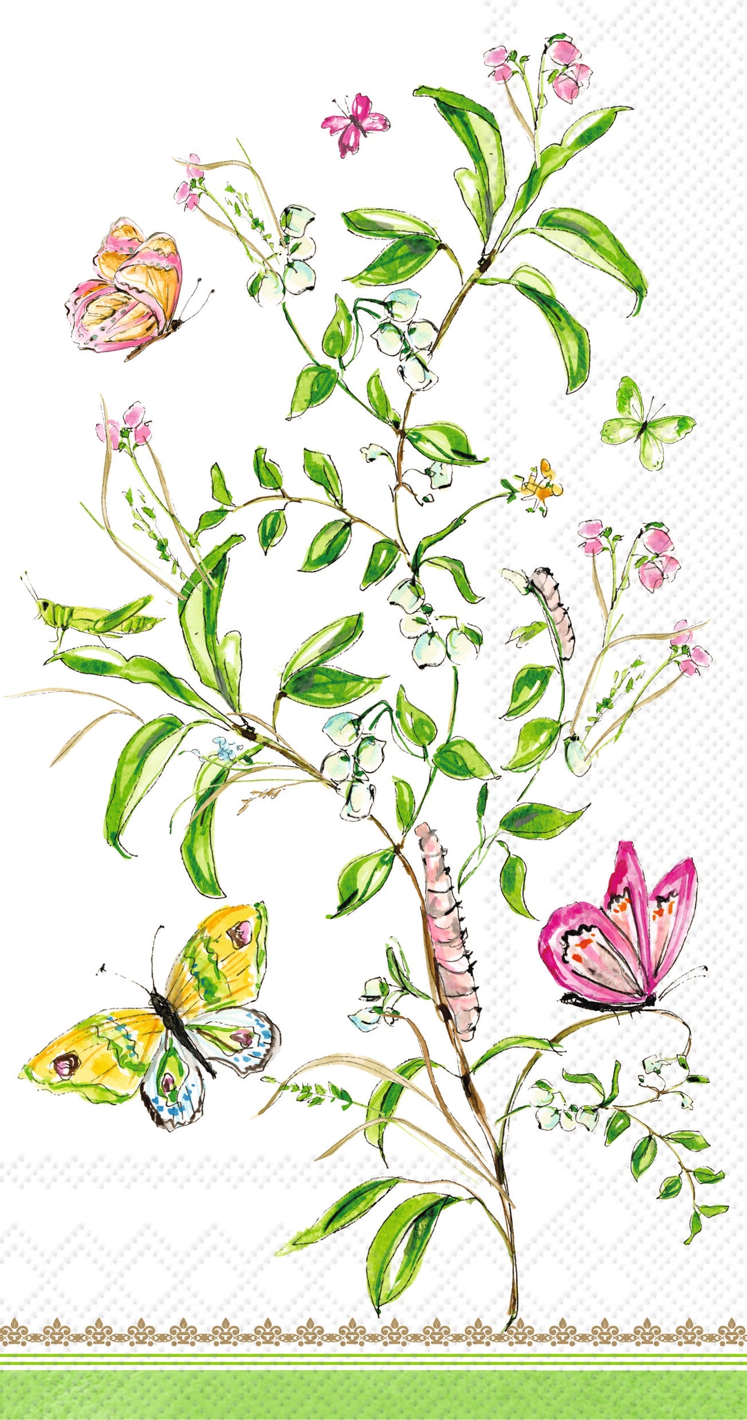 Garden Party Butterflies Guest Towel