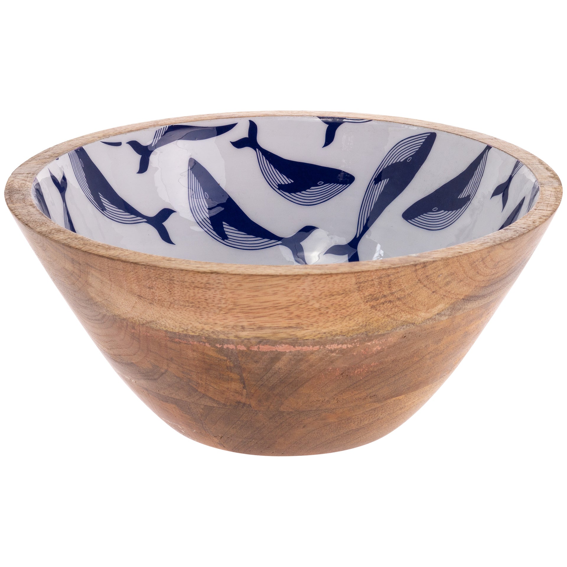 NAVY WHALE WOOD BOWL