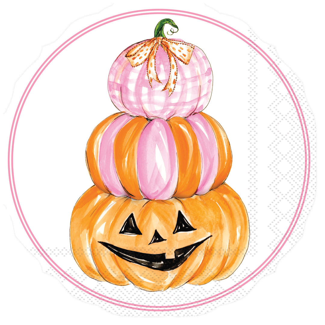 Pink Pumpkin Stack Shaped Lunch Napkin