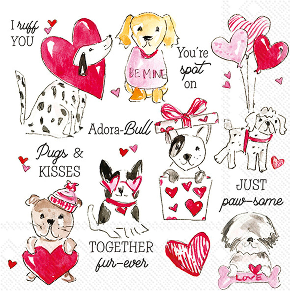 Pugs and Kisses Cocktail Napkin