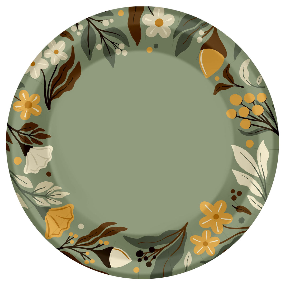 Autumn Acorn Dessert Plate round