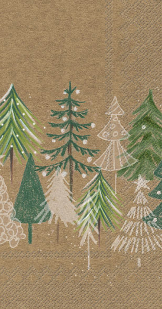 Green Xmas Trees Guest Towel White Green