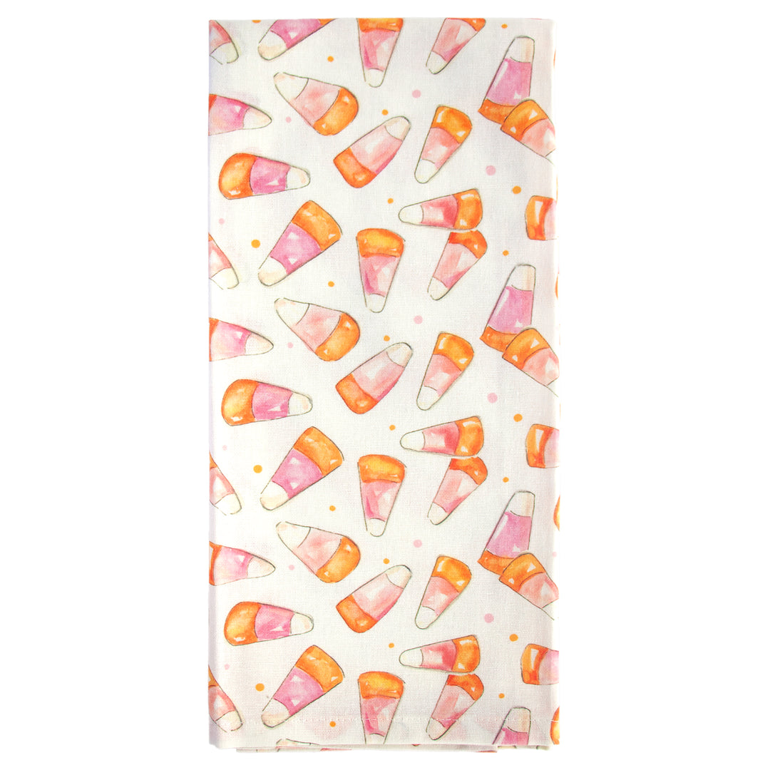 Pink Candy Corn Tea Towels (Set of 2)
