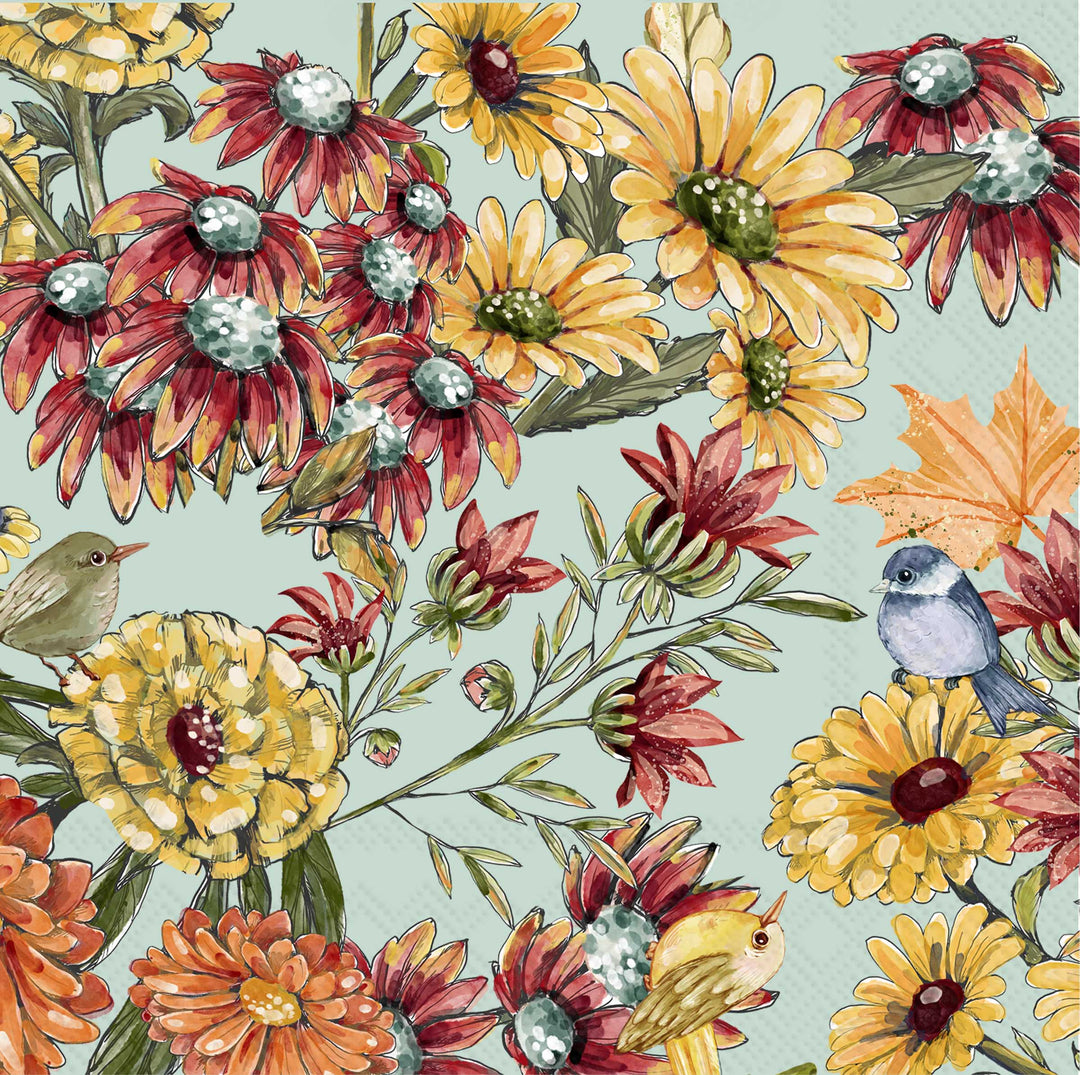 Retro Falling Leaves Cocktail Napkin