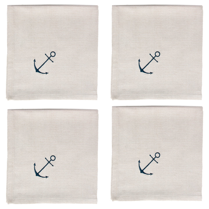 Anchor Embroidered Cloth Napkins (Set of 4)