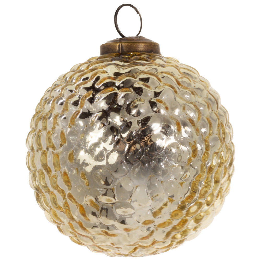 HOBNAIL GOLD GLASS ORNAMENT