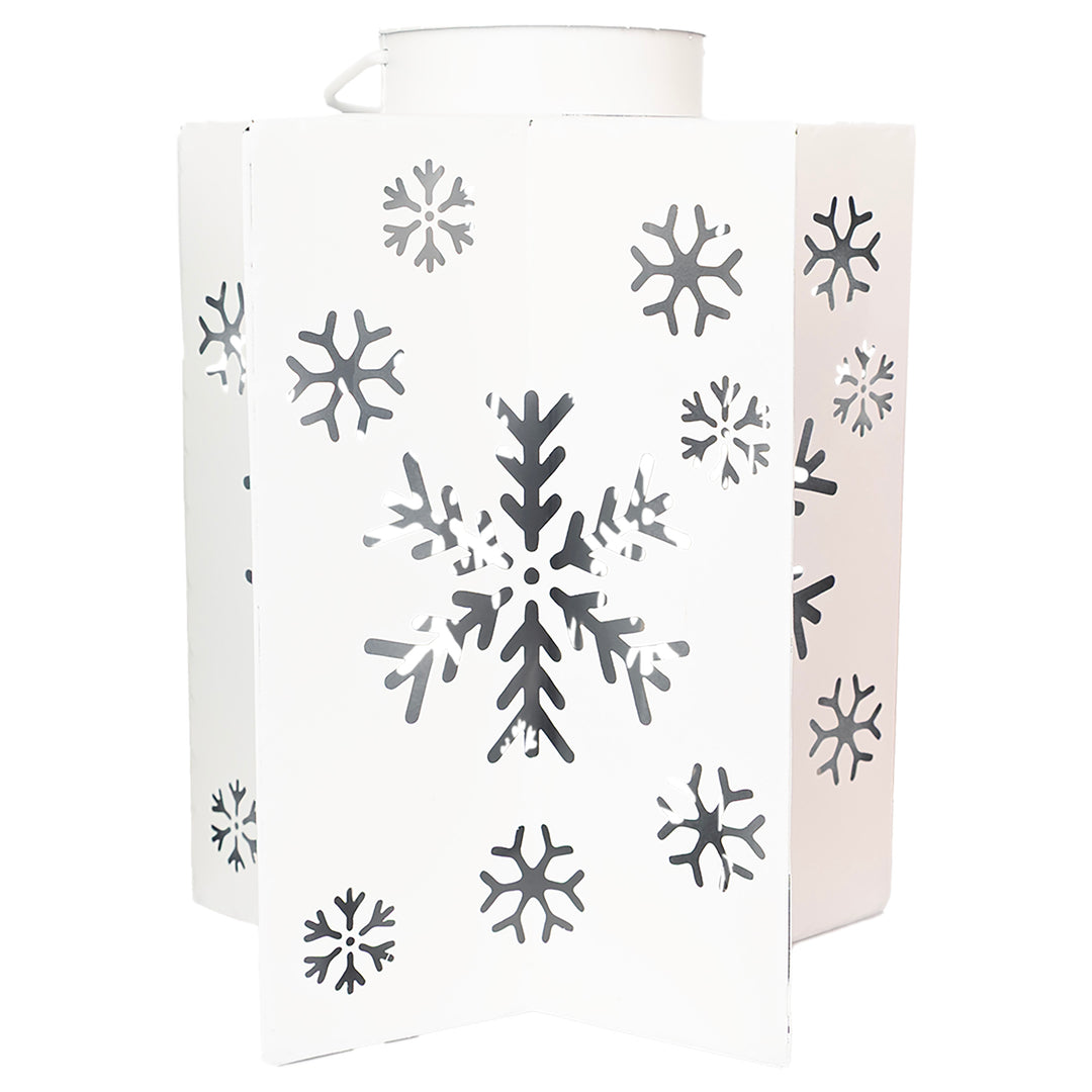 White Cutout Snowflake Lantern