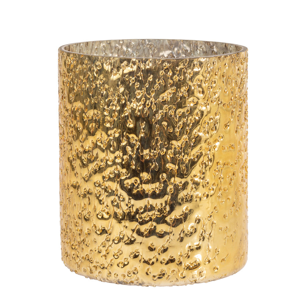 LARGE POLISHED GOLD BUBBLE GLASS VOTIVE