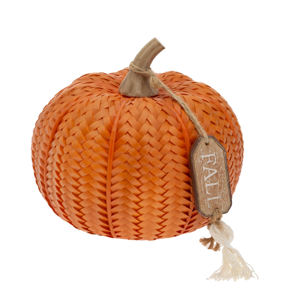 Orange Textured Weave Pumpkin With Tag