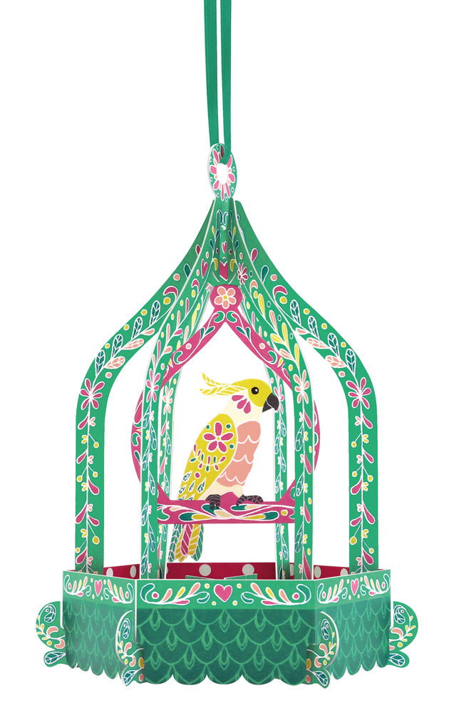 Cockatoo In Birdcage Chandelier Card