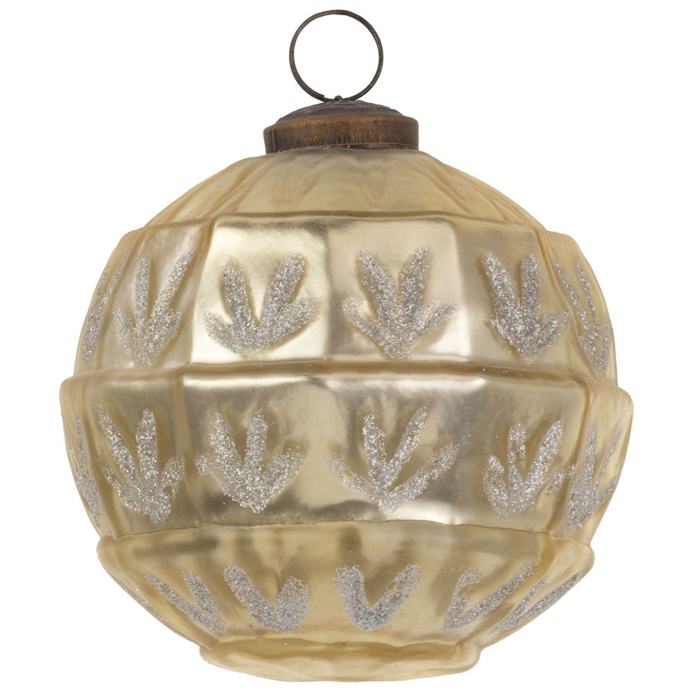 CHAMPAGNE SPARKLE GLASS ORNAMENT