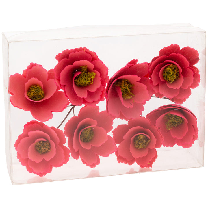 Pink Wood Curl Flowers (Set of 8)