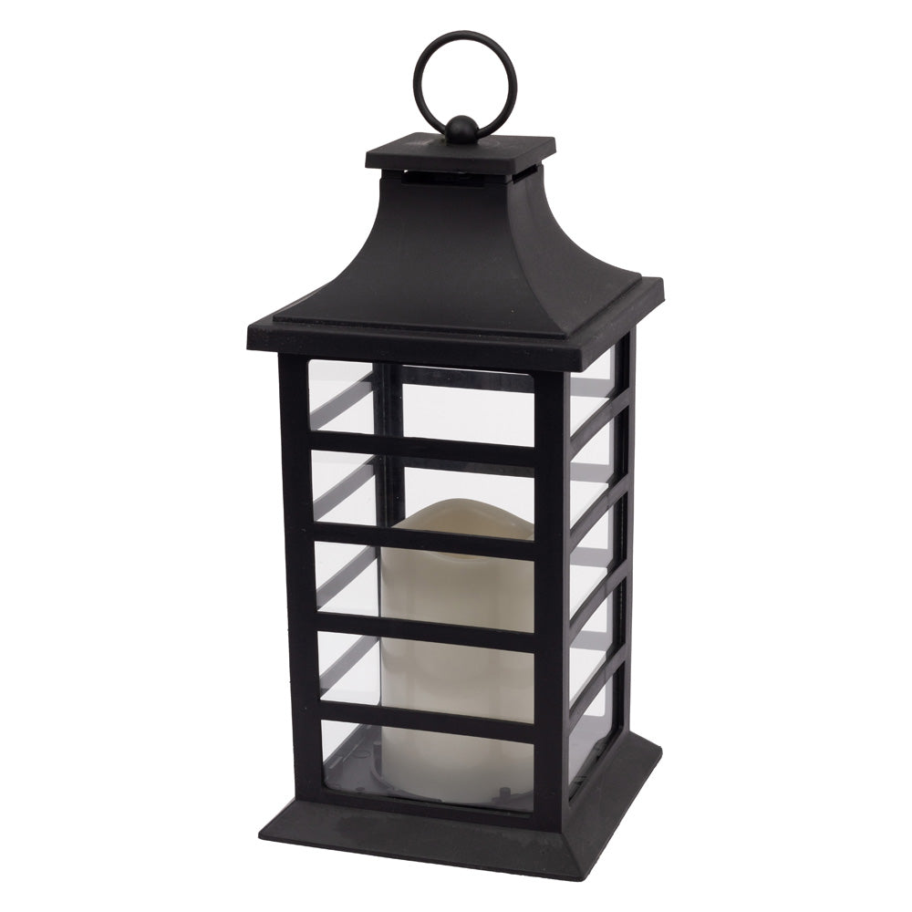 Black Slat Lantern W Led Candle