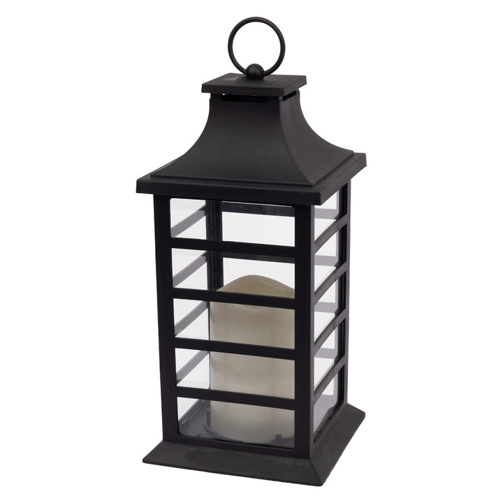 Black Slat Lantern W Led Candle