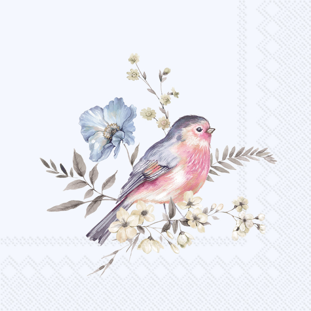 Softly Faded Birds light blue Cocktail Napkin