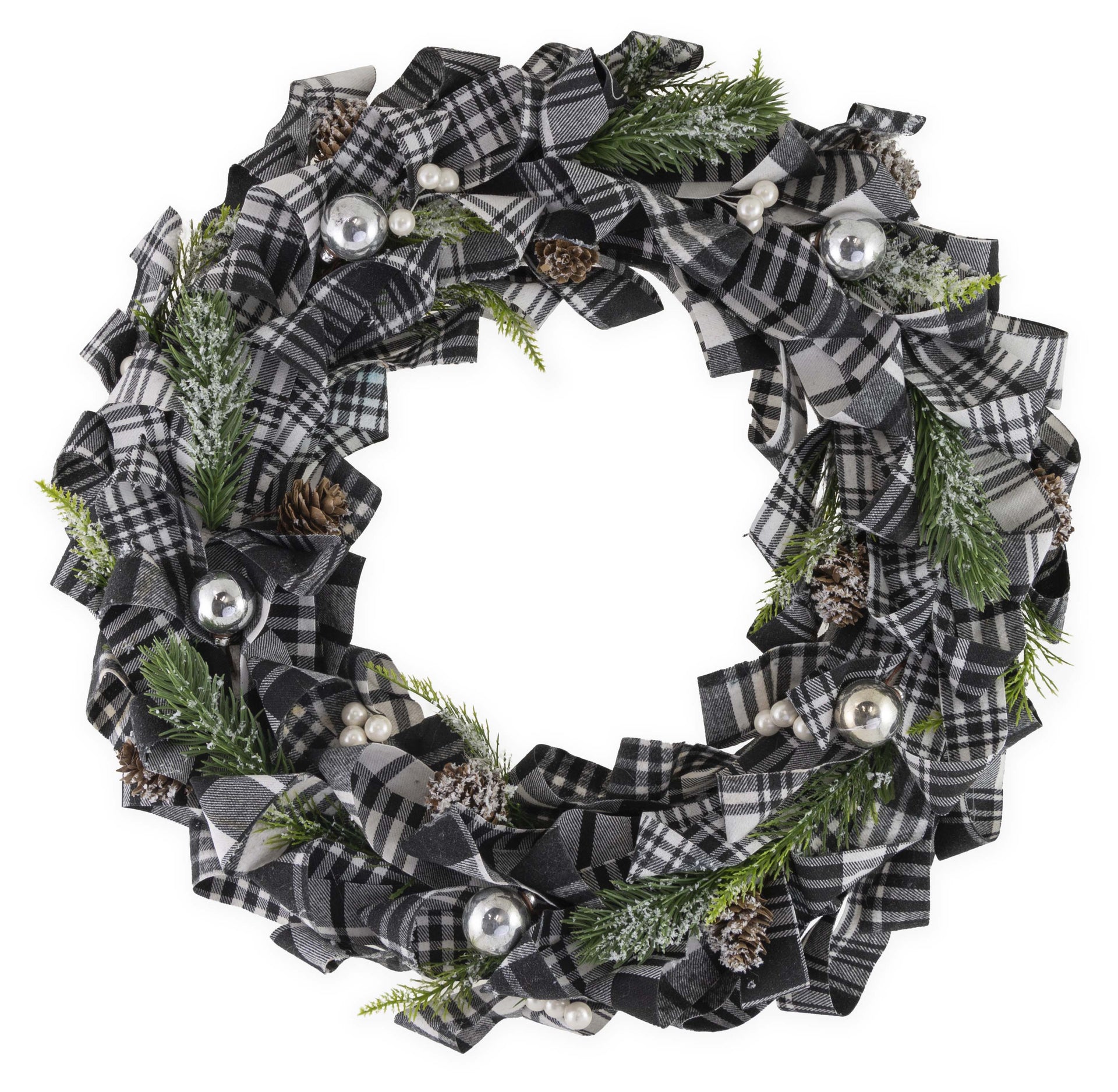 B&W BUFFALO PLAID WREATH