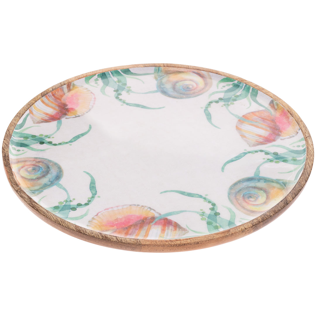Aquamarine Wood Round Platter