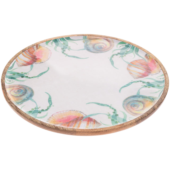 Aquamarine Wood Round Platter
