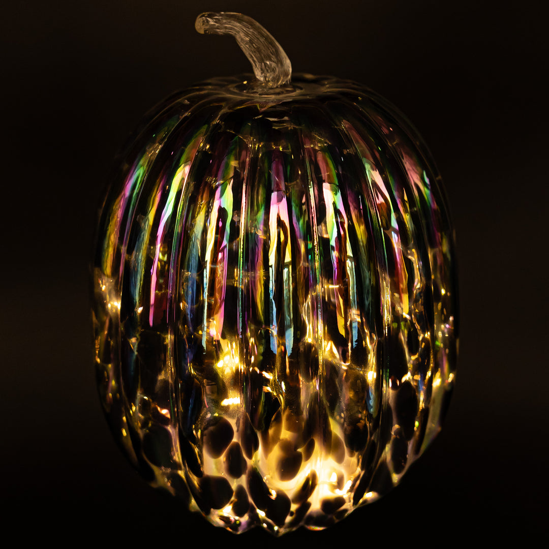 Iridescent Oil Slick Glass Pumpkin Large