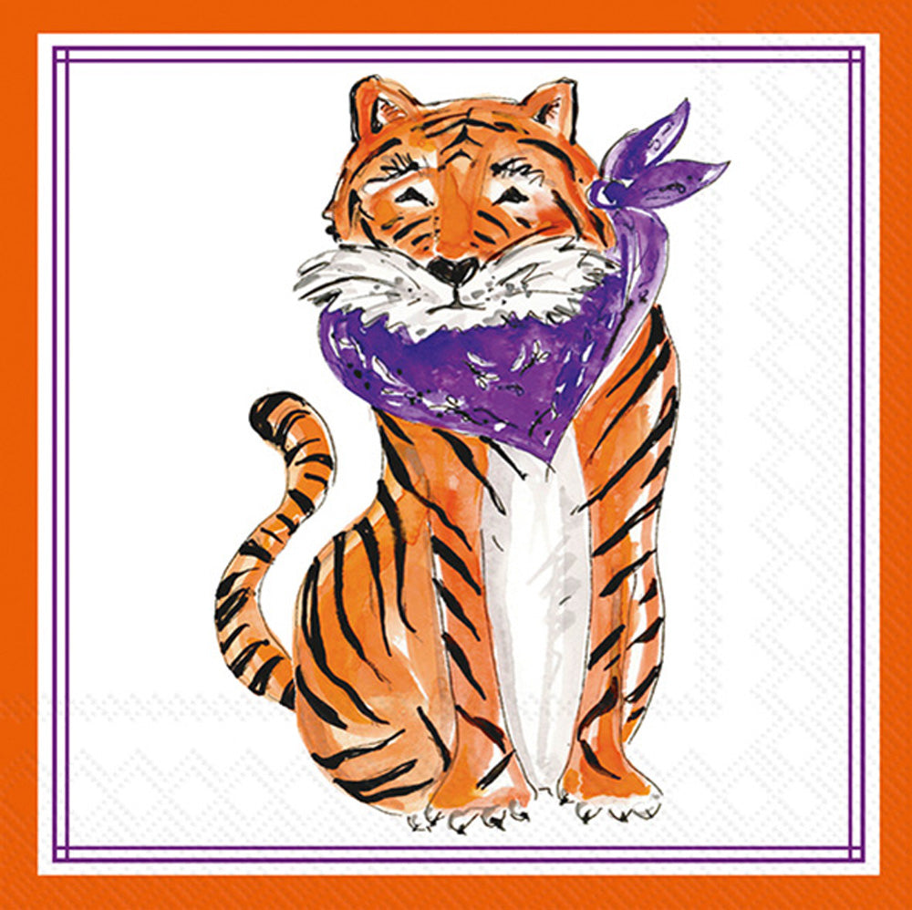 Purple Sitting Tiger HP Cocktail Napkin