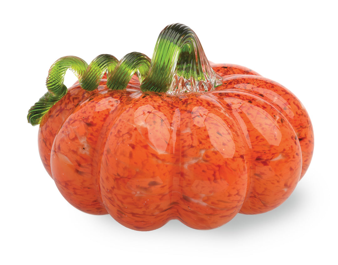 Small Glass Pumpkin orange with green stem