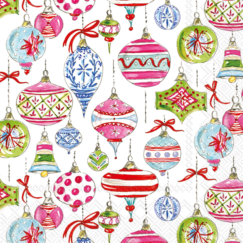 Merry Vintage Ornaments Lunch Napkin