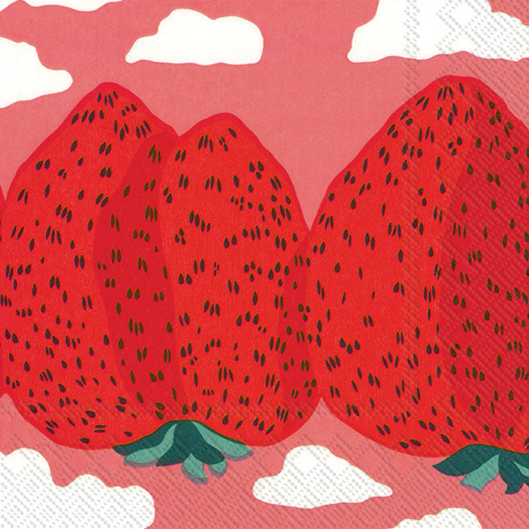 Mansikkavuoret Cocktail Napkin Pink Red
