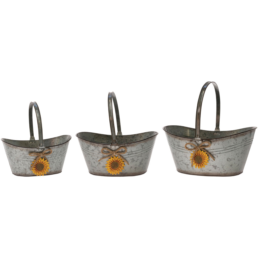 SUNFLOWER CHARM NESTING PAILS set of 3