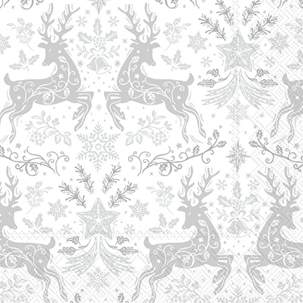 Christmas Ornaments Lunch Napkin Silver