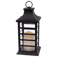 Black Slat Lantern W Led Candle