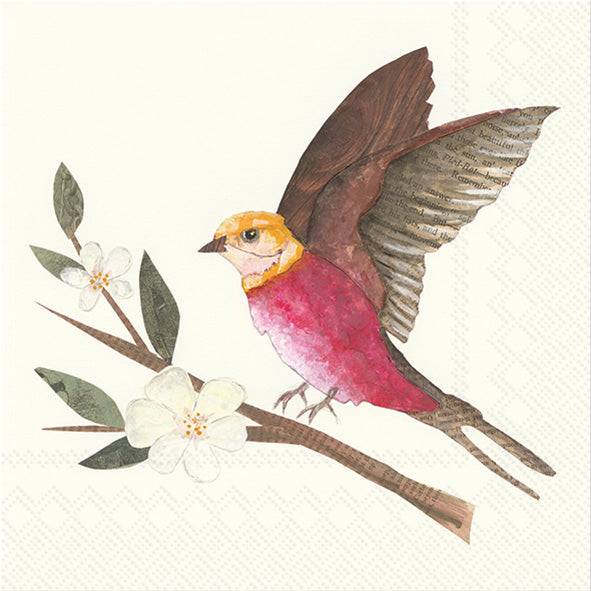 Red Bird And Blossoms Lunch Napkin