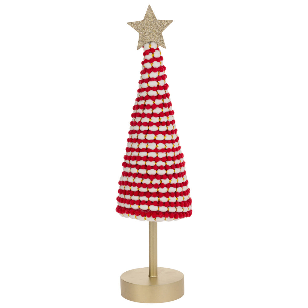 Large Red and White Cone Tree With Star