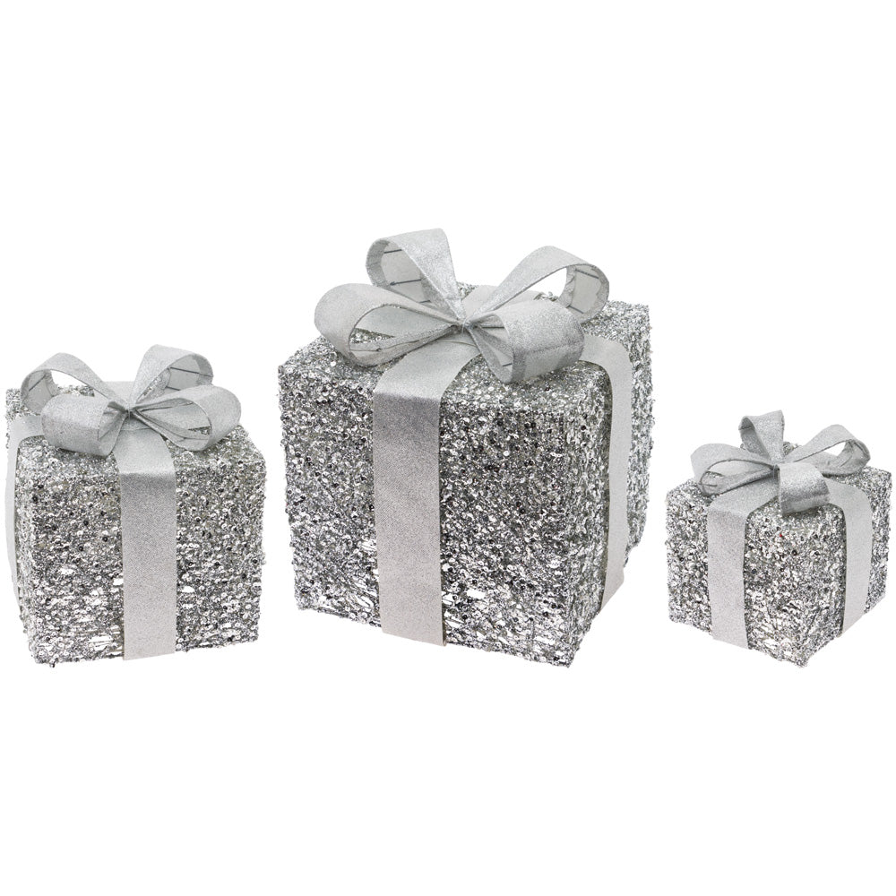 Silver Glitter Present Set  (Set of 3)