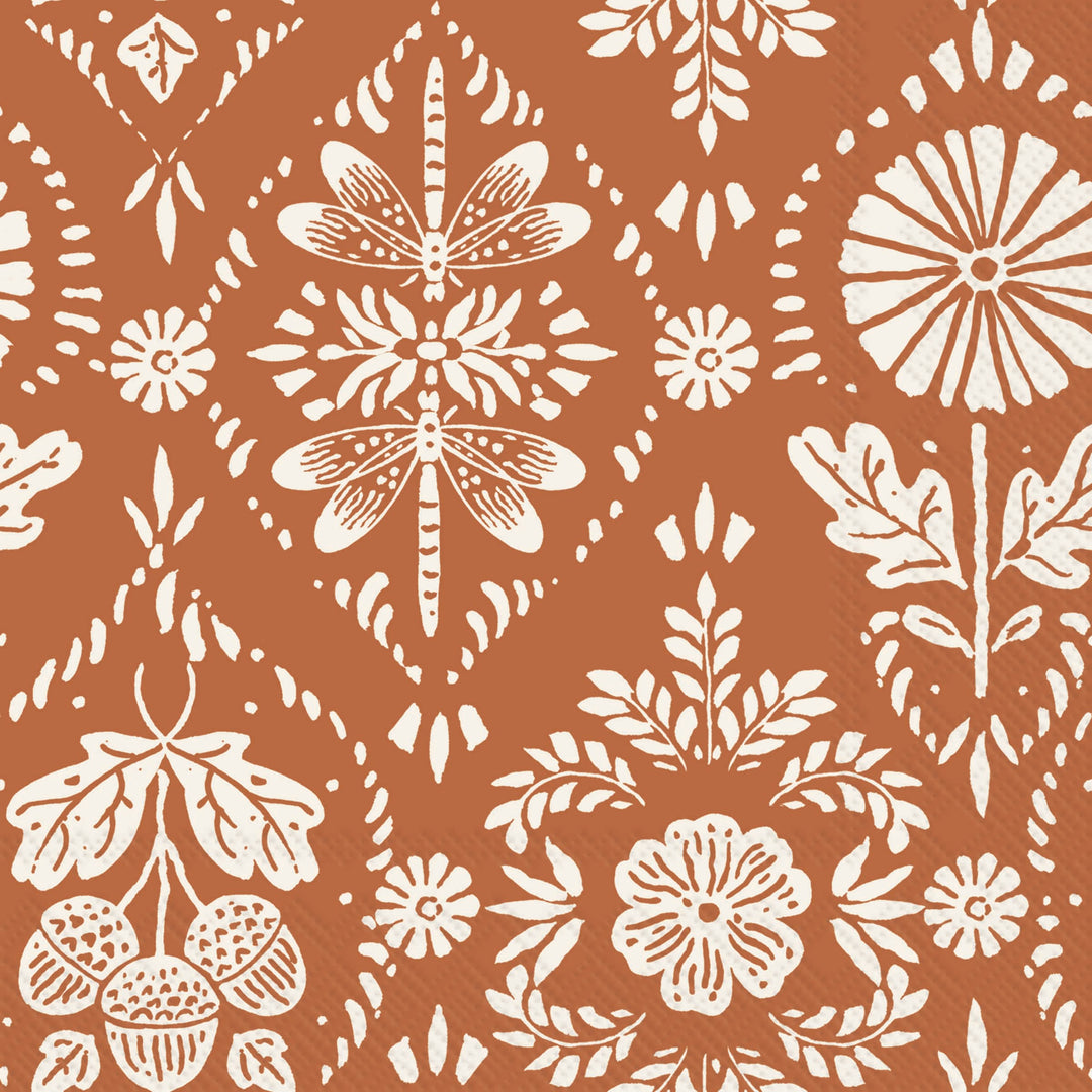 Floral Ornament Orange Lunch Napkin