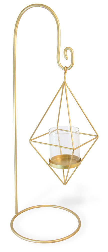 POLYGON GOLD LANTERN  METALLIC GOLD