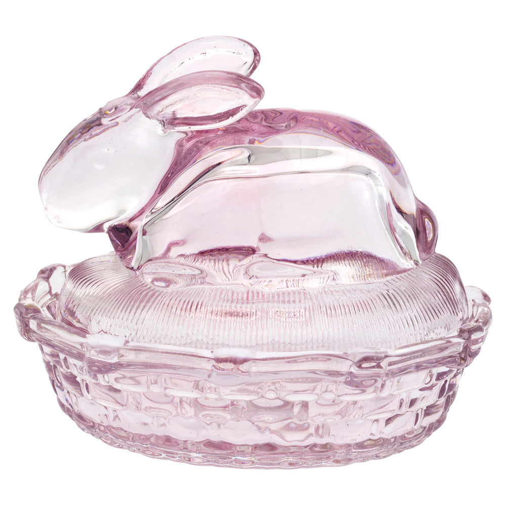 Bunny Glass Covered Dish Large