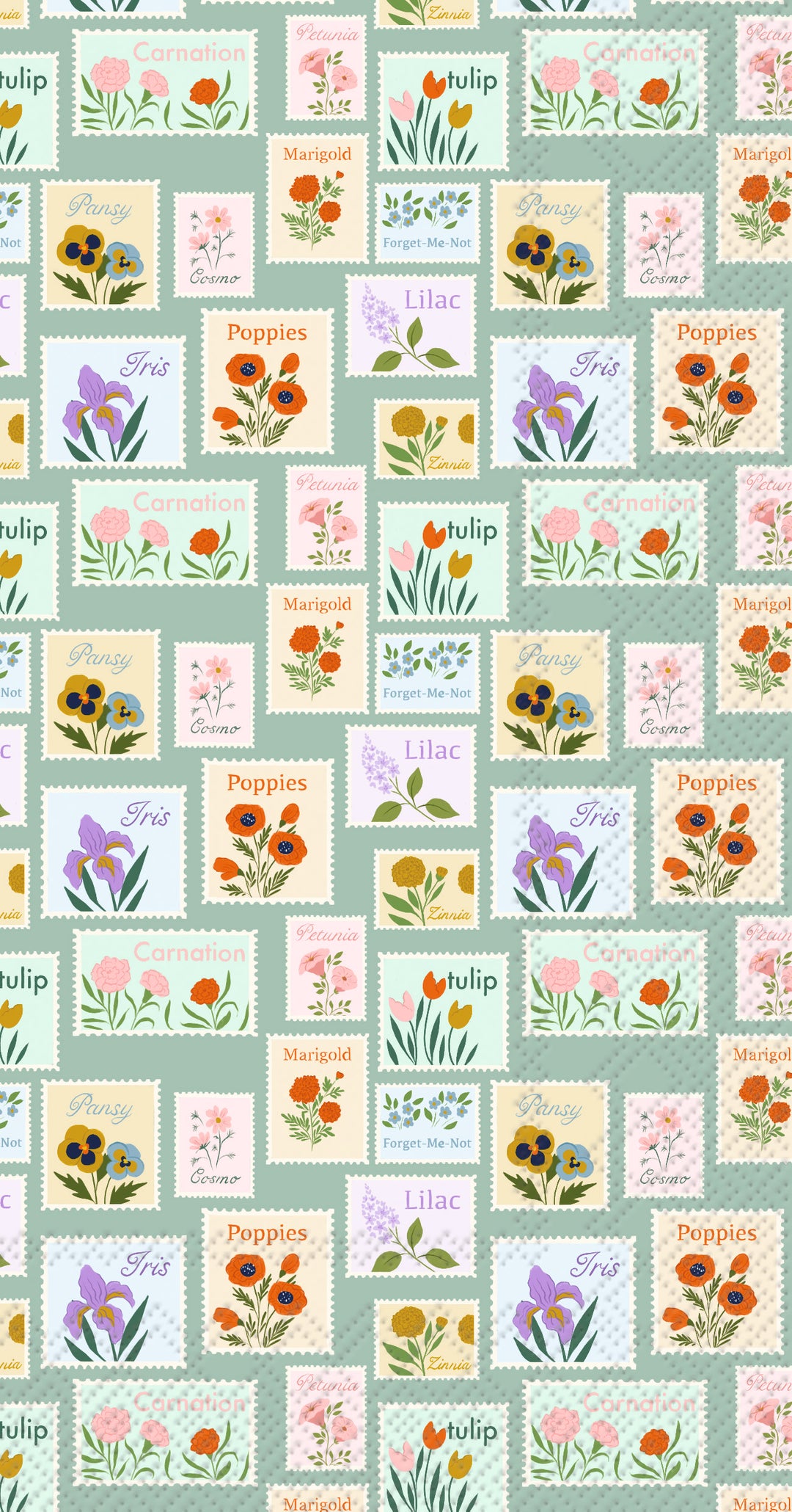 Floral Stamps Guest Towel