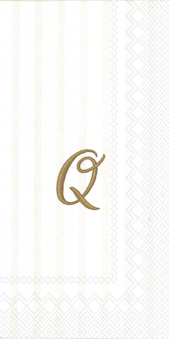 Stripes Again Guest Towel Monogram Q Cream