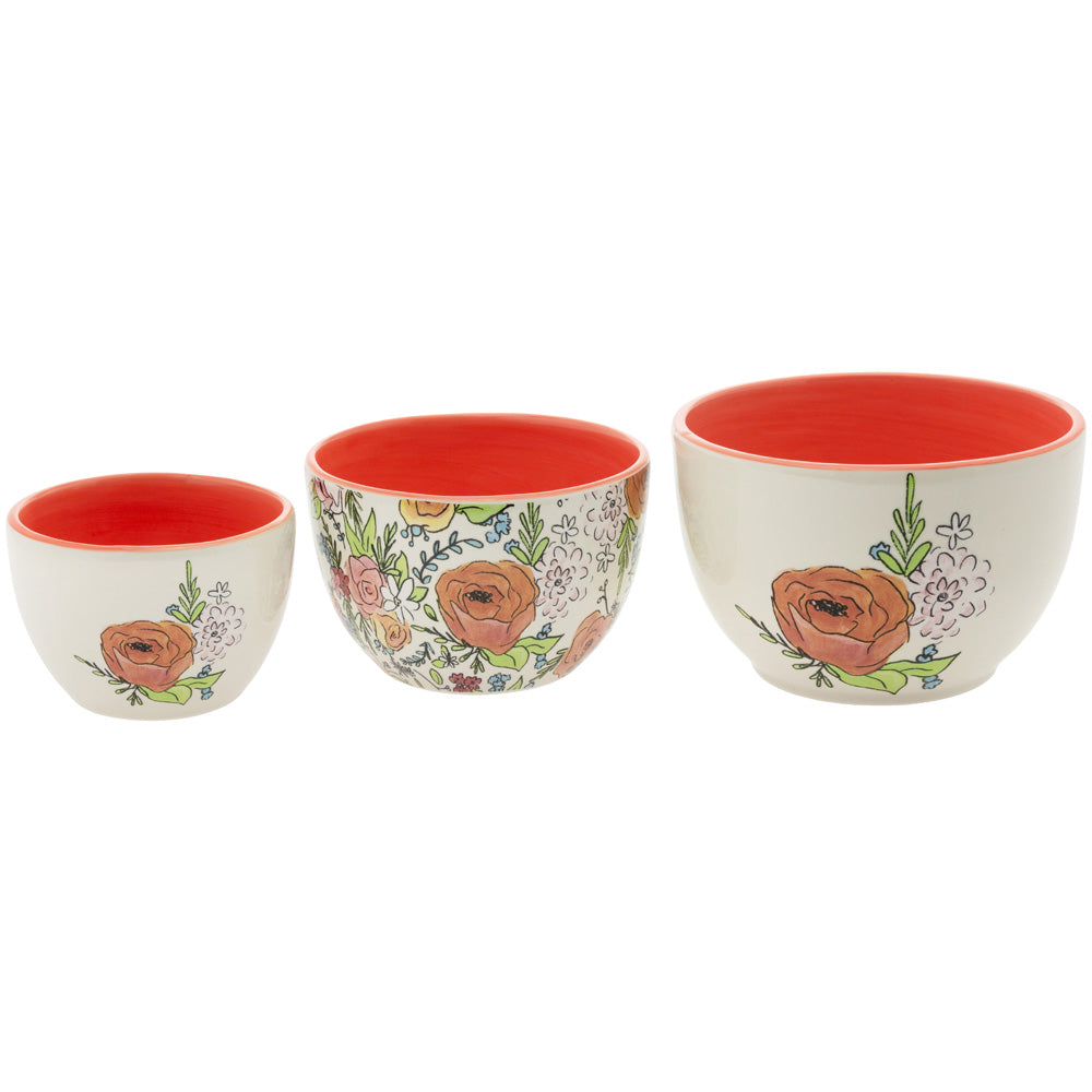 FLOWER PARTY PREP BOWLS S/3