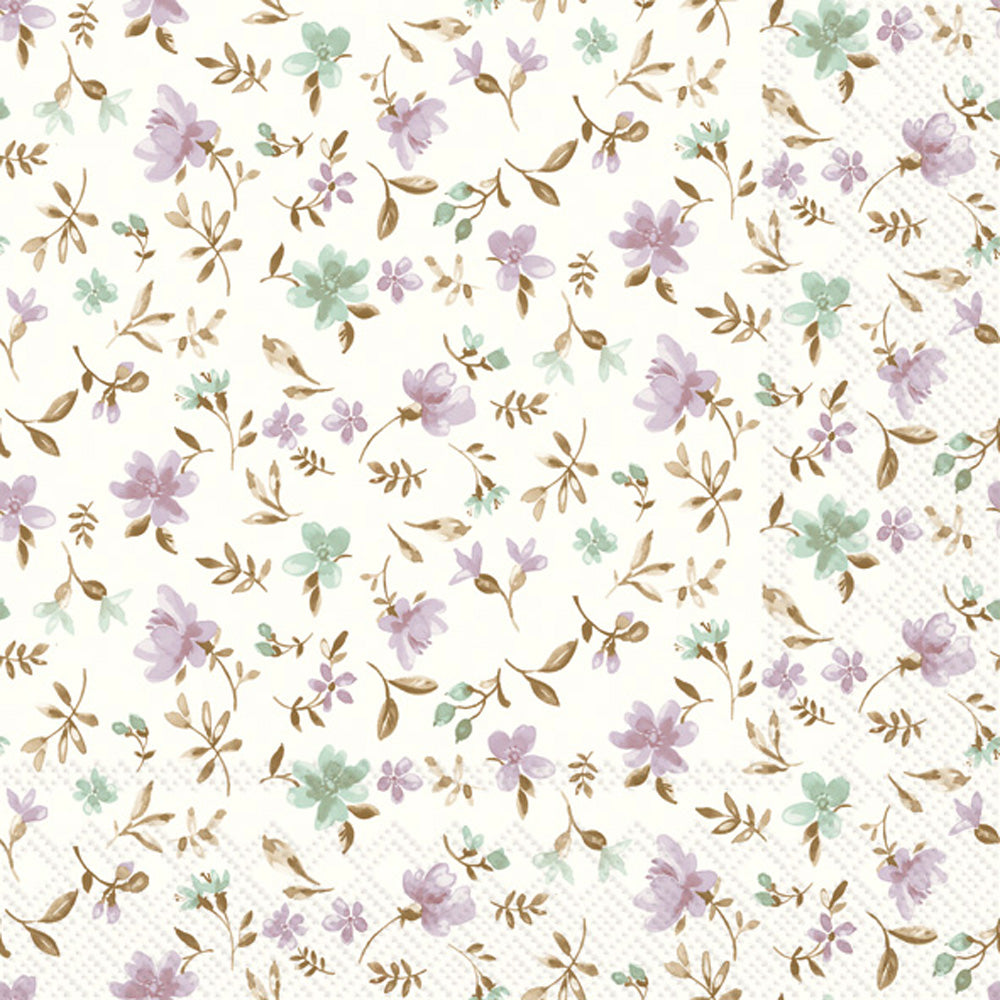 Fleurs Cocktail Napkin Lilac Green