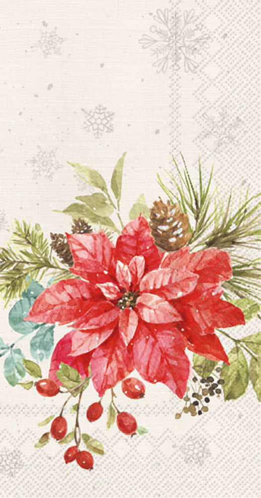 Christmas Bouquet Guest Towel Cream