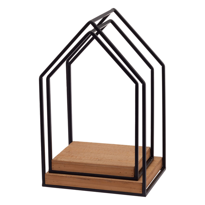 Metal and Wood House Shelf (Set of 2)