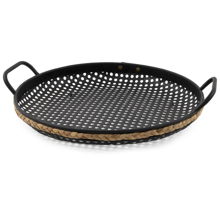 Round Black Metal Tray (Set of 2)